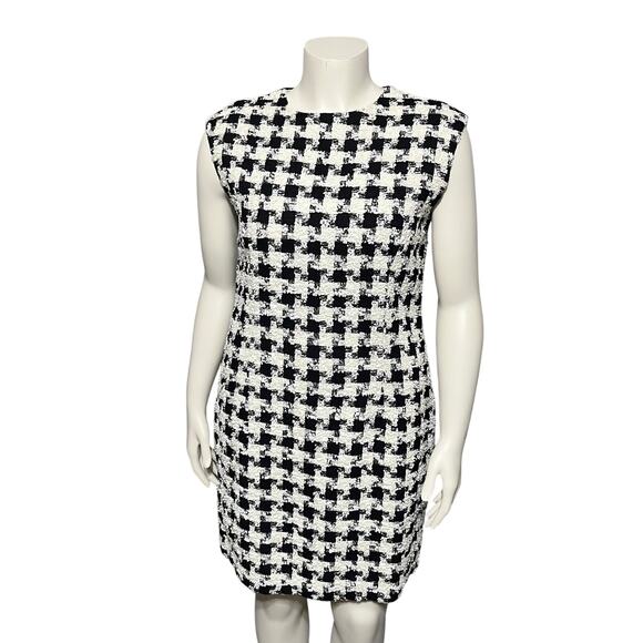 Vintage Dresses & Skirts - Vintage Houndstooth Tweed Houndstooth Print Dress Sz-10/12 (Large)